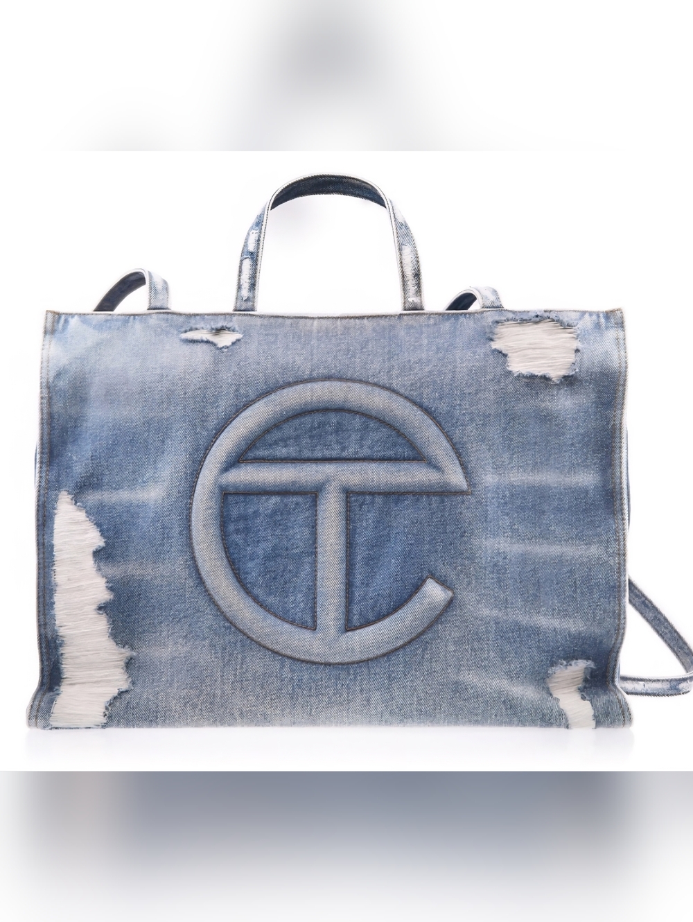 TELFAR Large Distressed Denim Tote